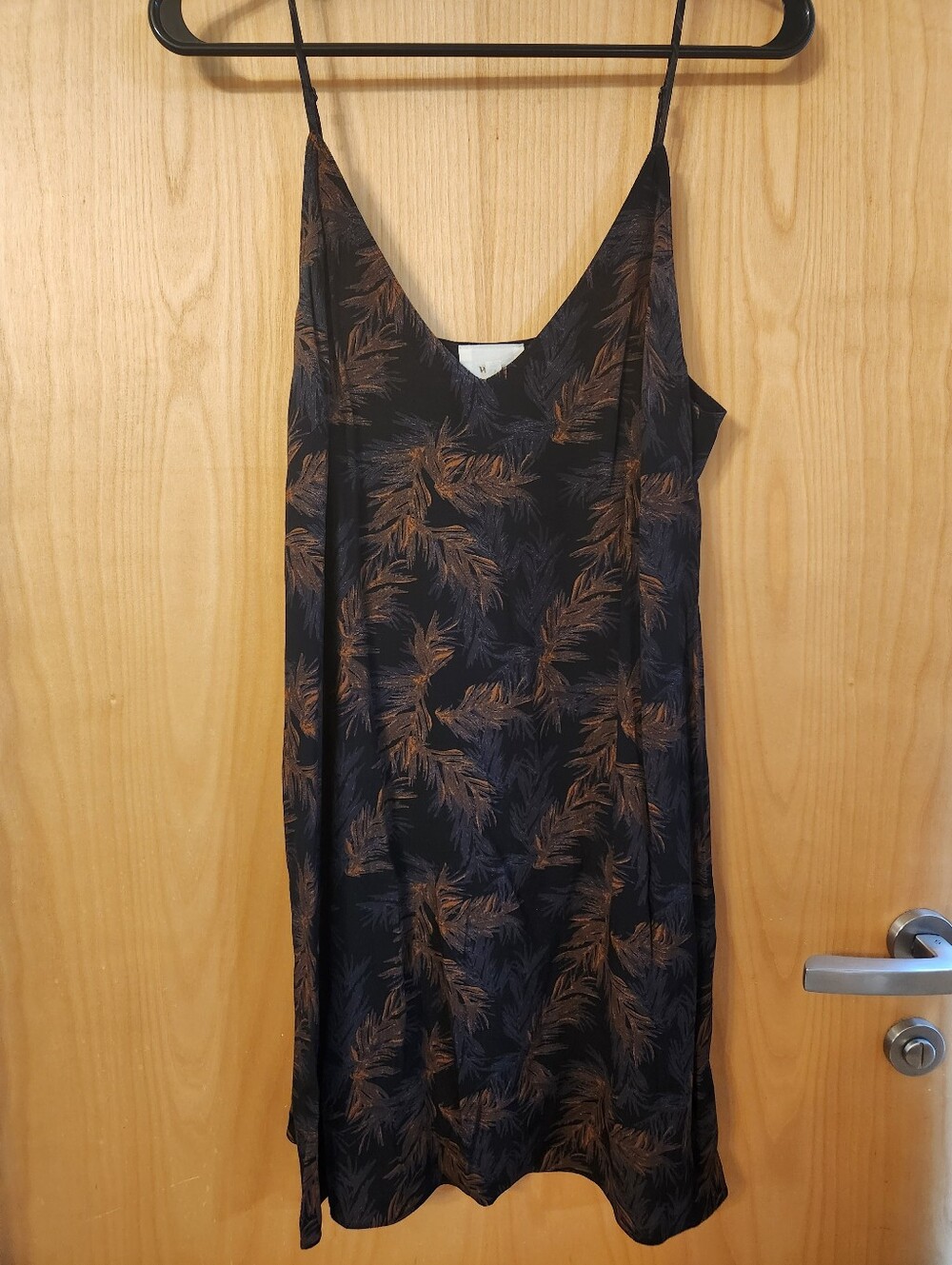 Wilfred Black Slip Dress with Leaf Motif